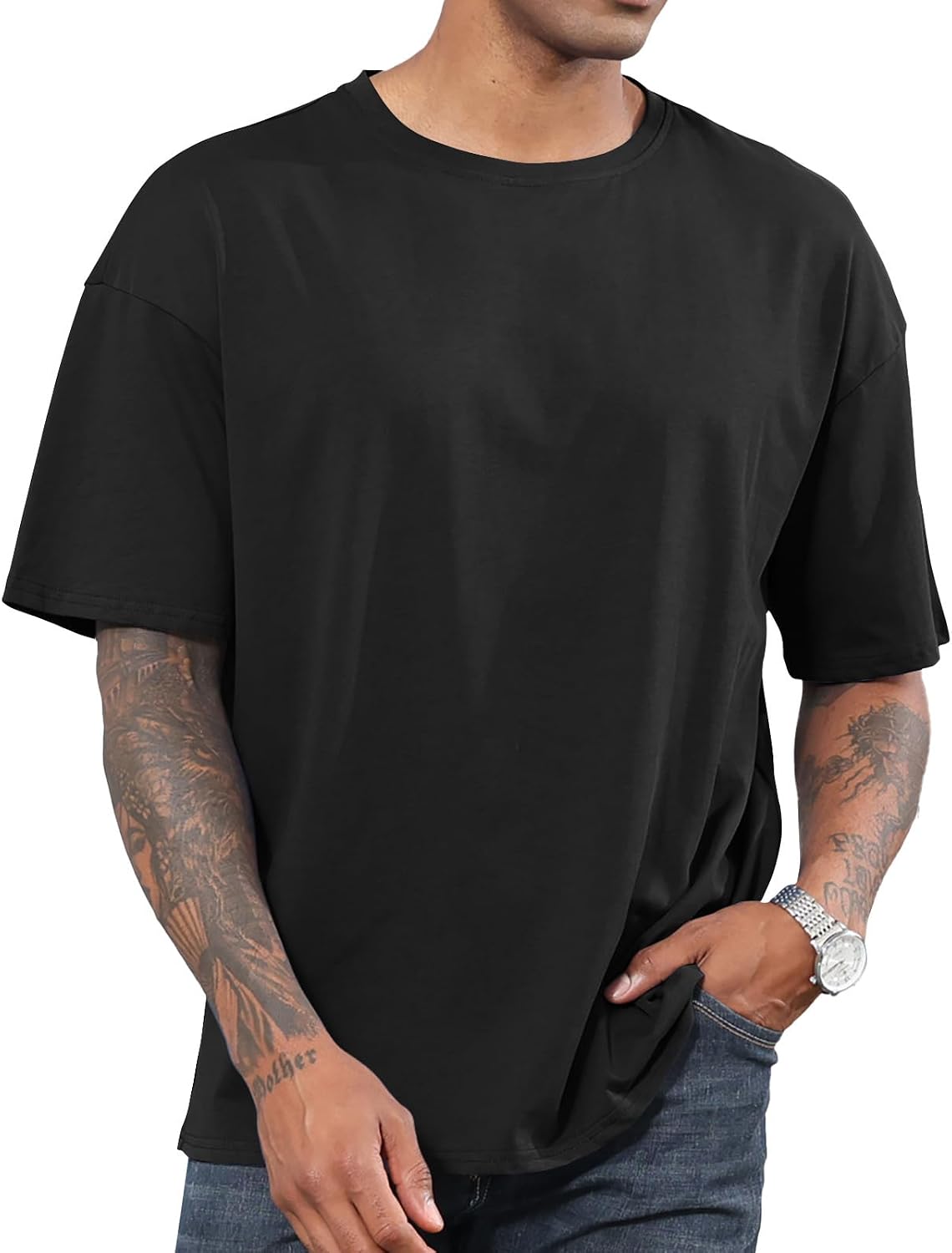 Men's Fashion Oversized Tshirts Workout Short Sve T-Shirt Dry Fit Lightweight Crewneck Tee Tops - Image 2