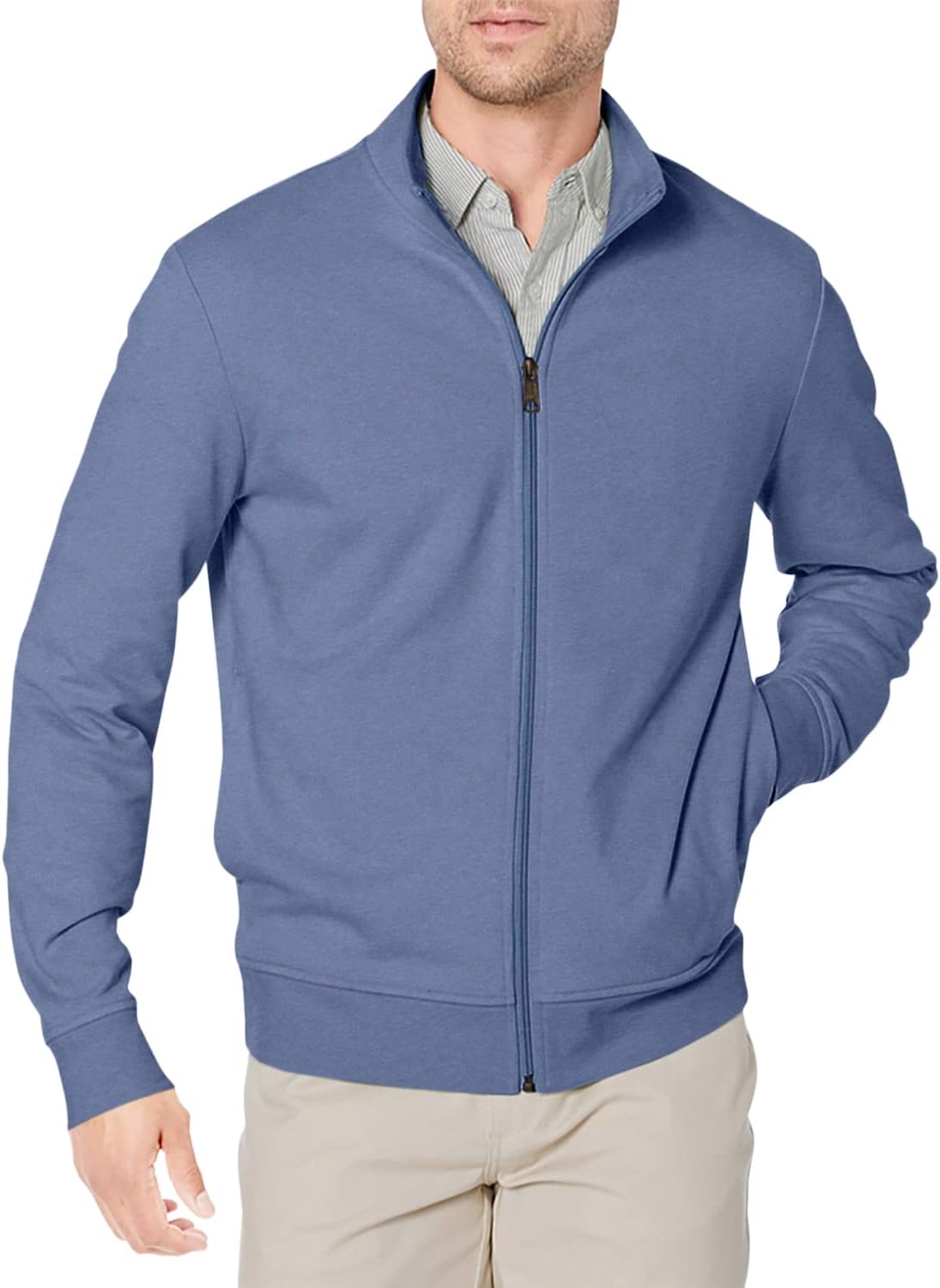 Men's Full Zip Mock Neck French Terry Sweatshirt, Lightweight