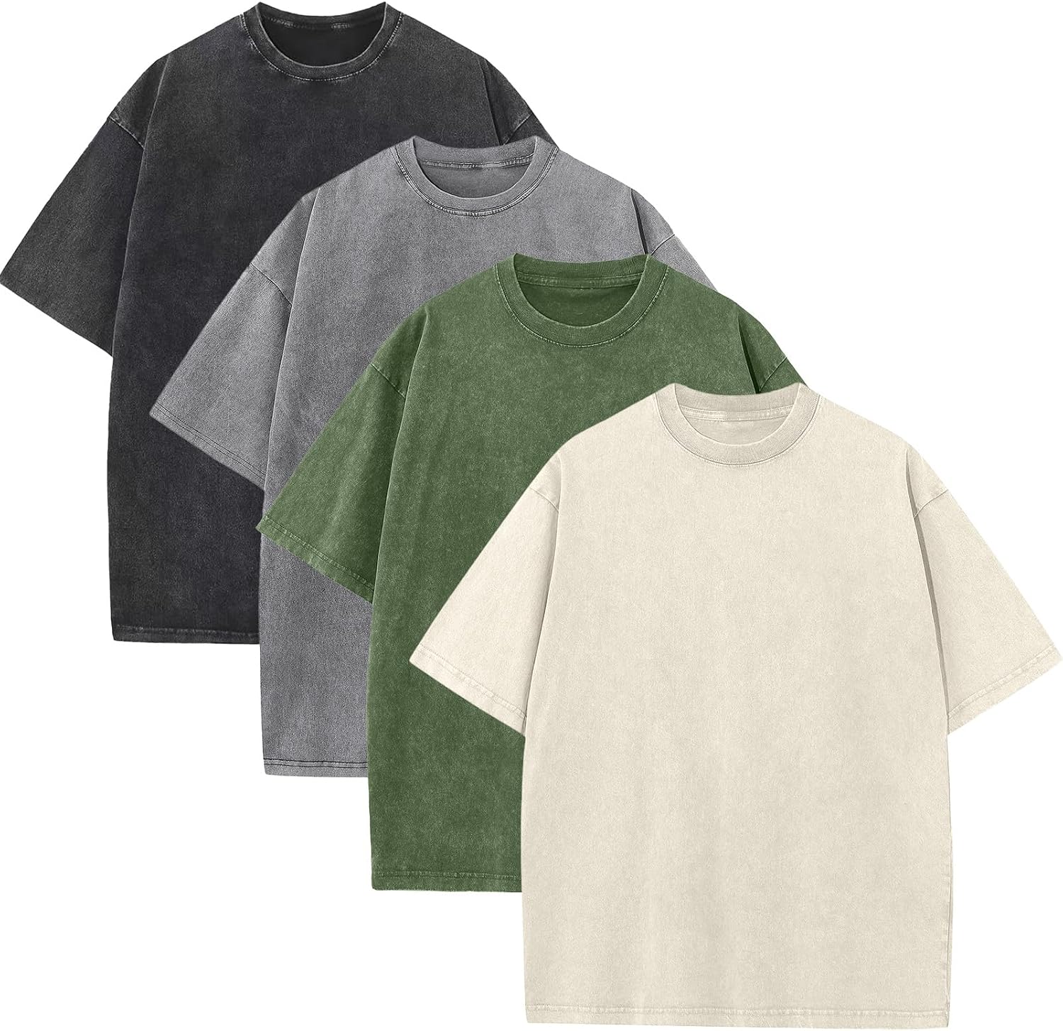 Mens Oversized T Shirts Acid Wash Loose Fit Vintage Washed Tee Shirt Short Sve Streetwear Casual T-Shirts