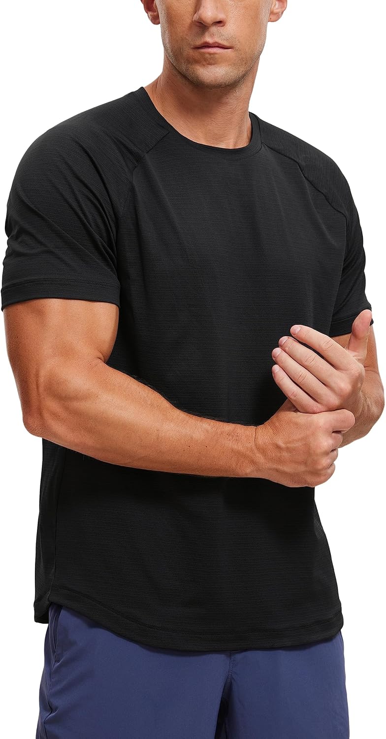 Mens Lightweight Athletic T-Shirts Moisture Wicking Running Workout Shirt Short Sve Gym Tops