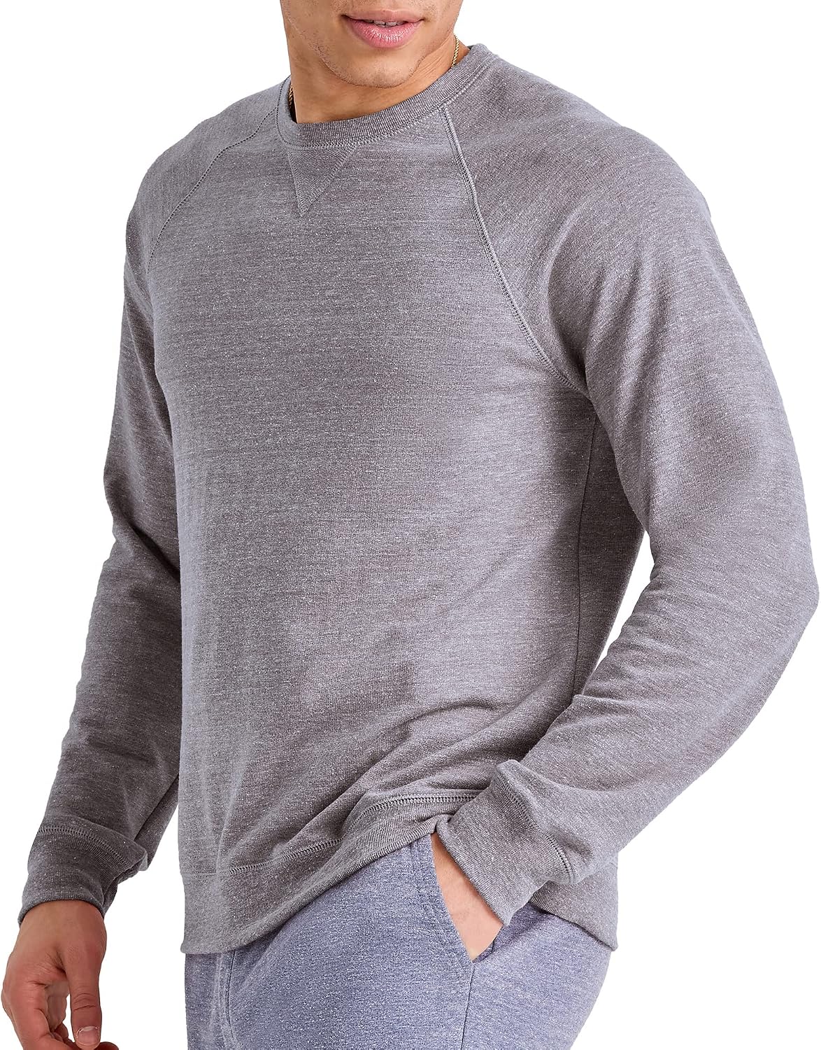 Men's French Terry Sweatshirt, Tri-Blend Crewneck Sweatshirt for Men - Image 2